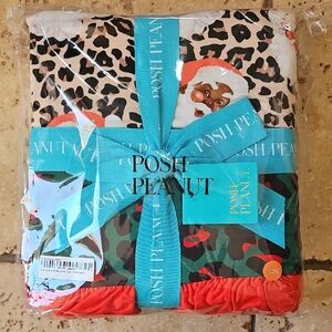 Posh Peanut Leopard and Santa Bamboo Blanket Red Black Green NIB